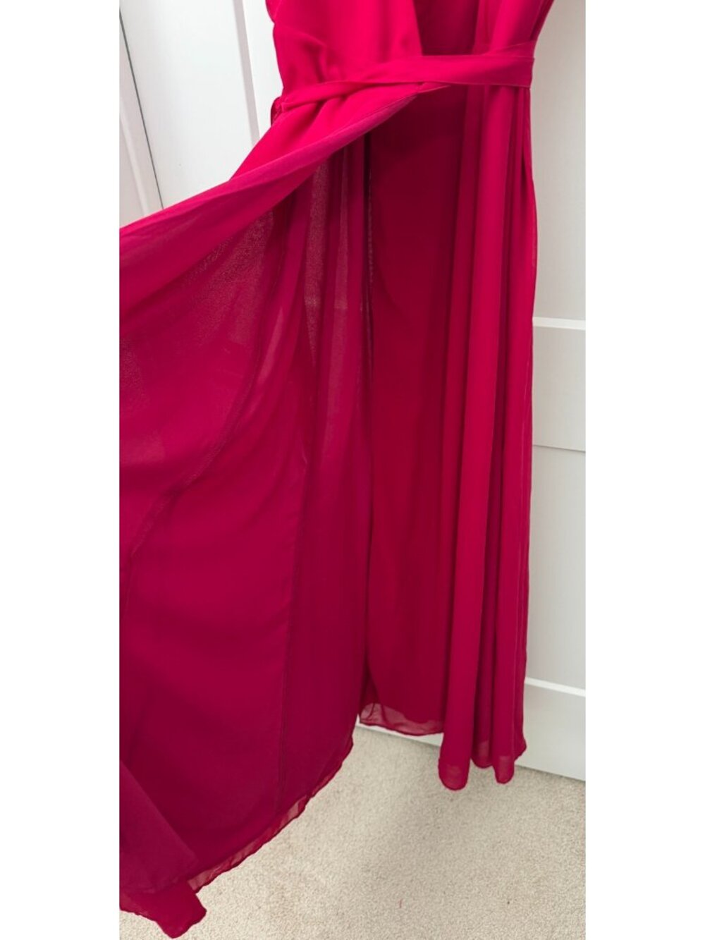 New York and Company Eva Mendes Dress Sz L Magenta Wrap Maxi - Picture 4 of 11